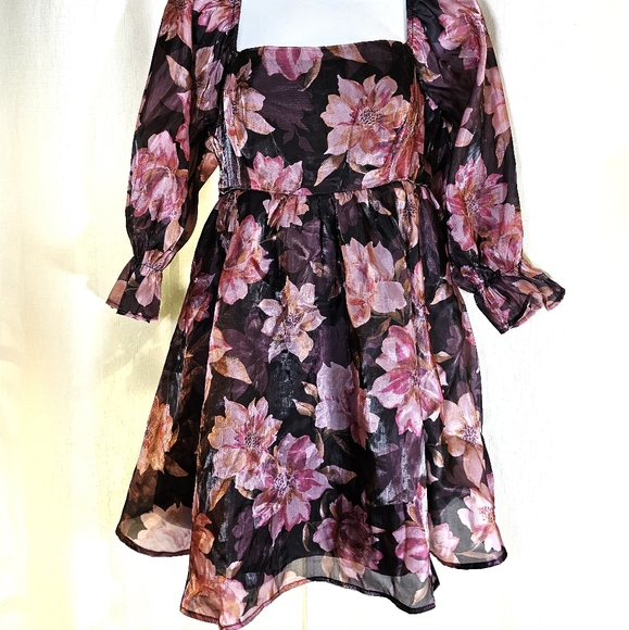 2/$20 Thirty Thirty LA L Puff Sleeve Floral Dress - Picture 9 of 11